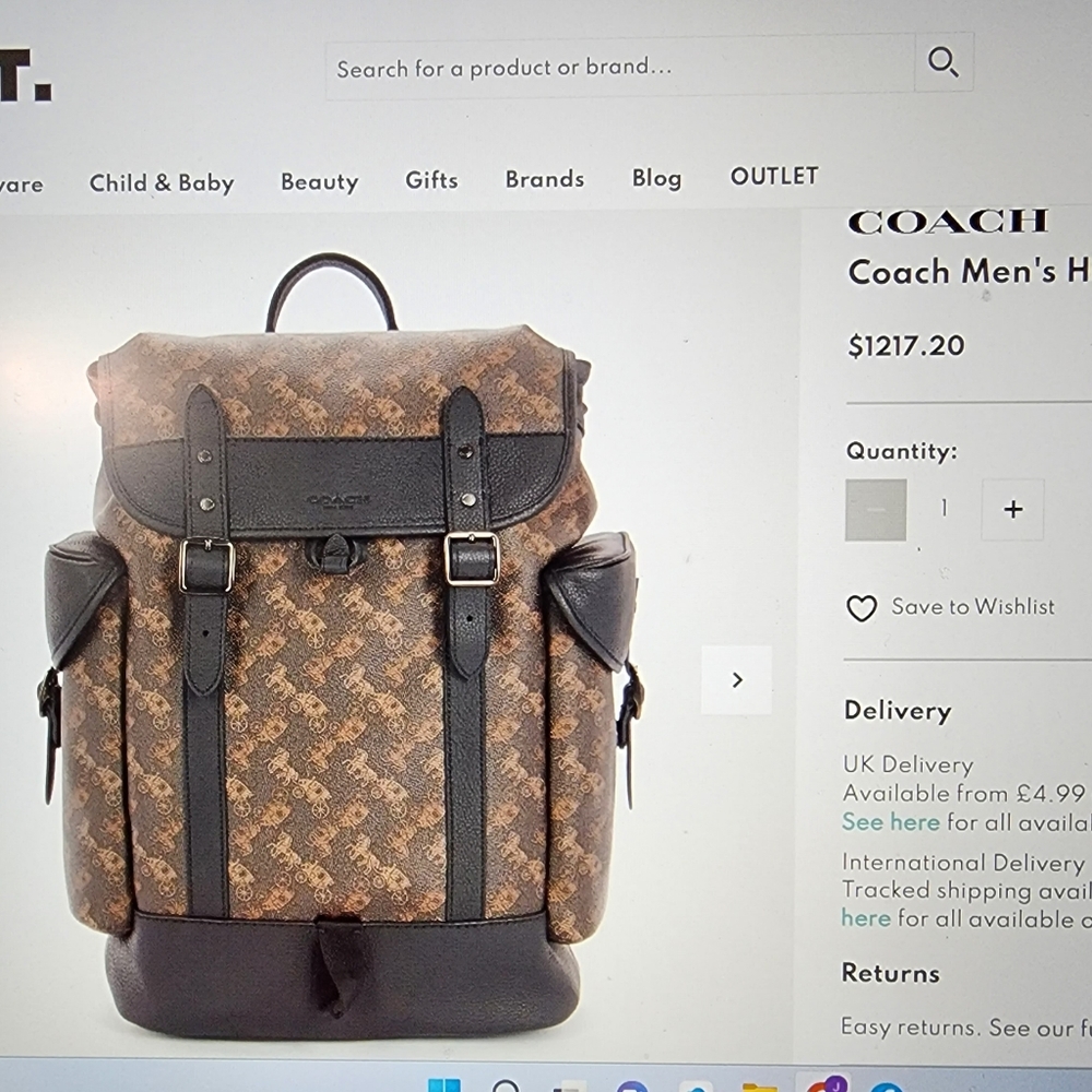 Coach Mens Hitch Backpack - Picture 6 of 6